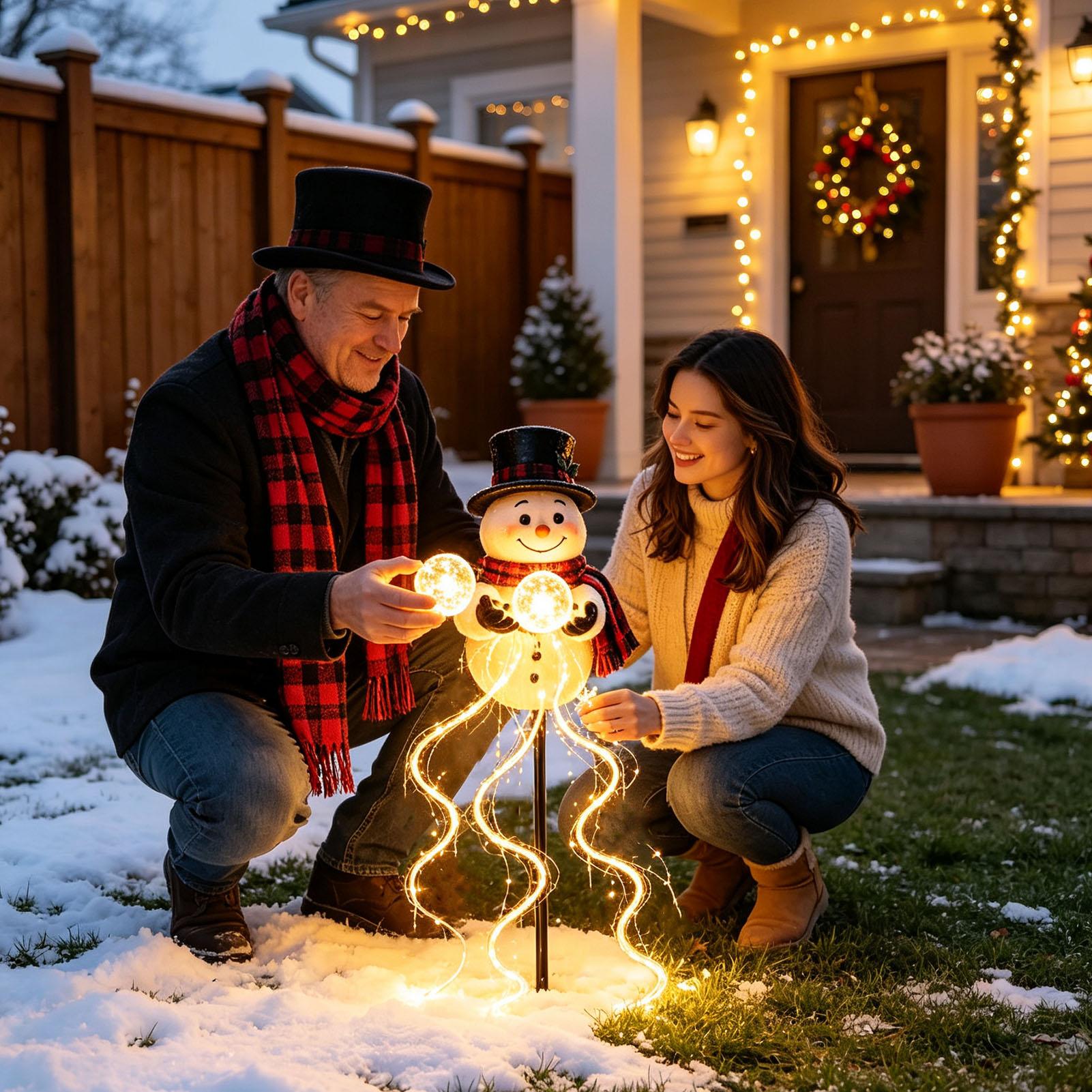 Outdoor Lighting Pathway - Christmas Pathway Lights Solar Snowman Stake