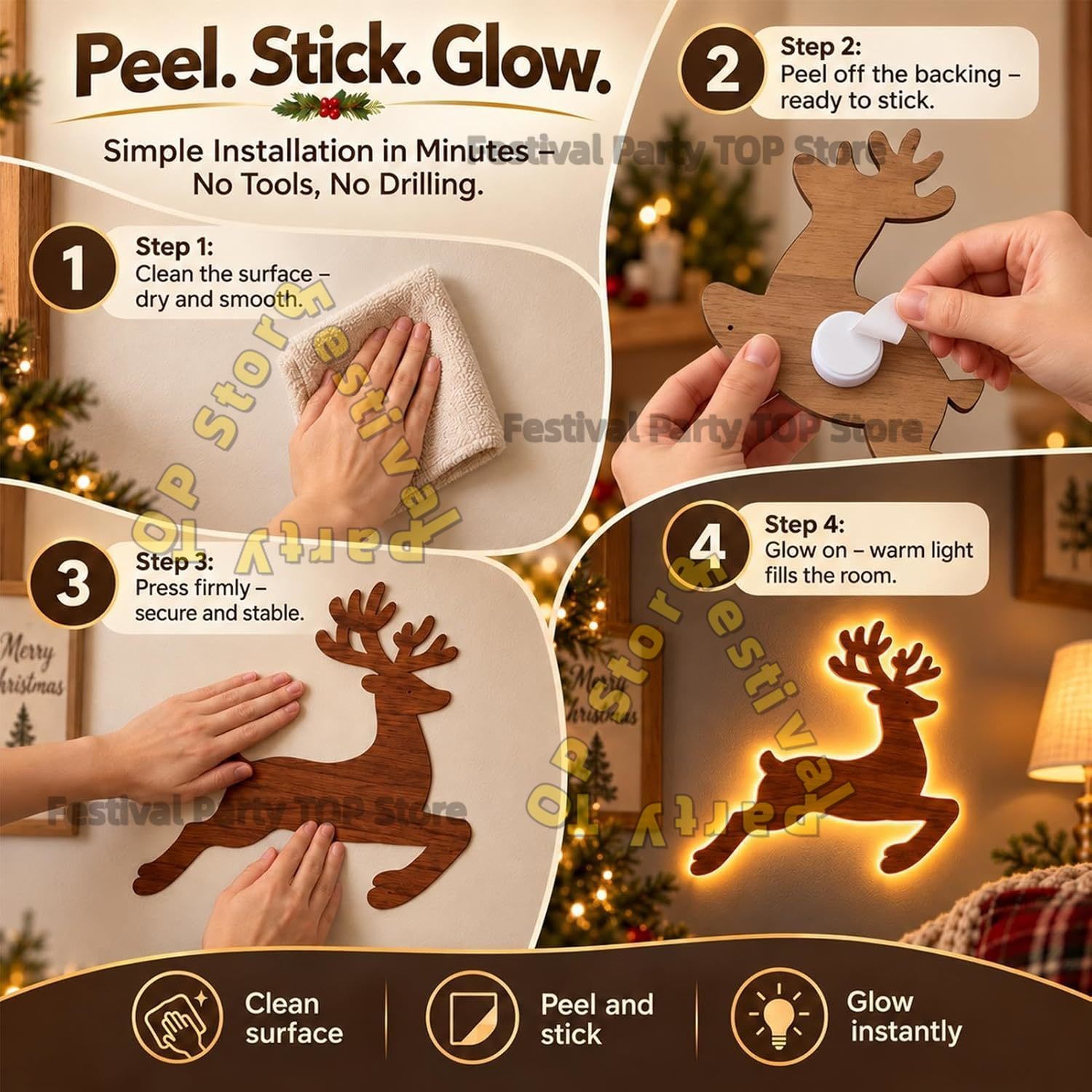 Reindeer Glow Christmas Decor  - Outdoor Lighting Effects 评论和价格