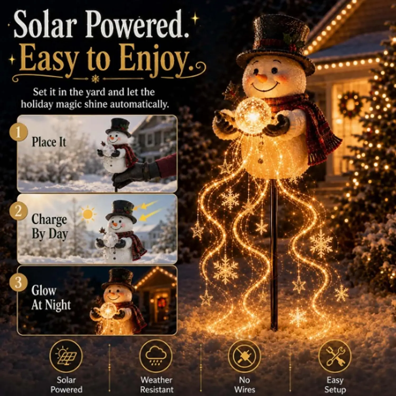 Outdoor Resin Snowman Santa LE - Outdoor Lighting Pathway 评论和价格