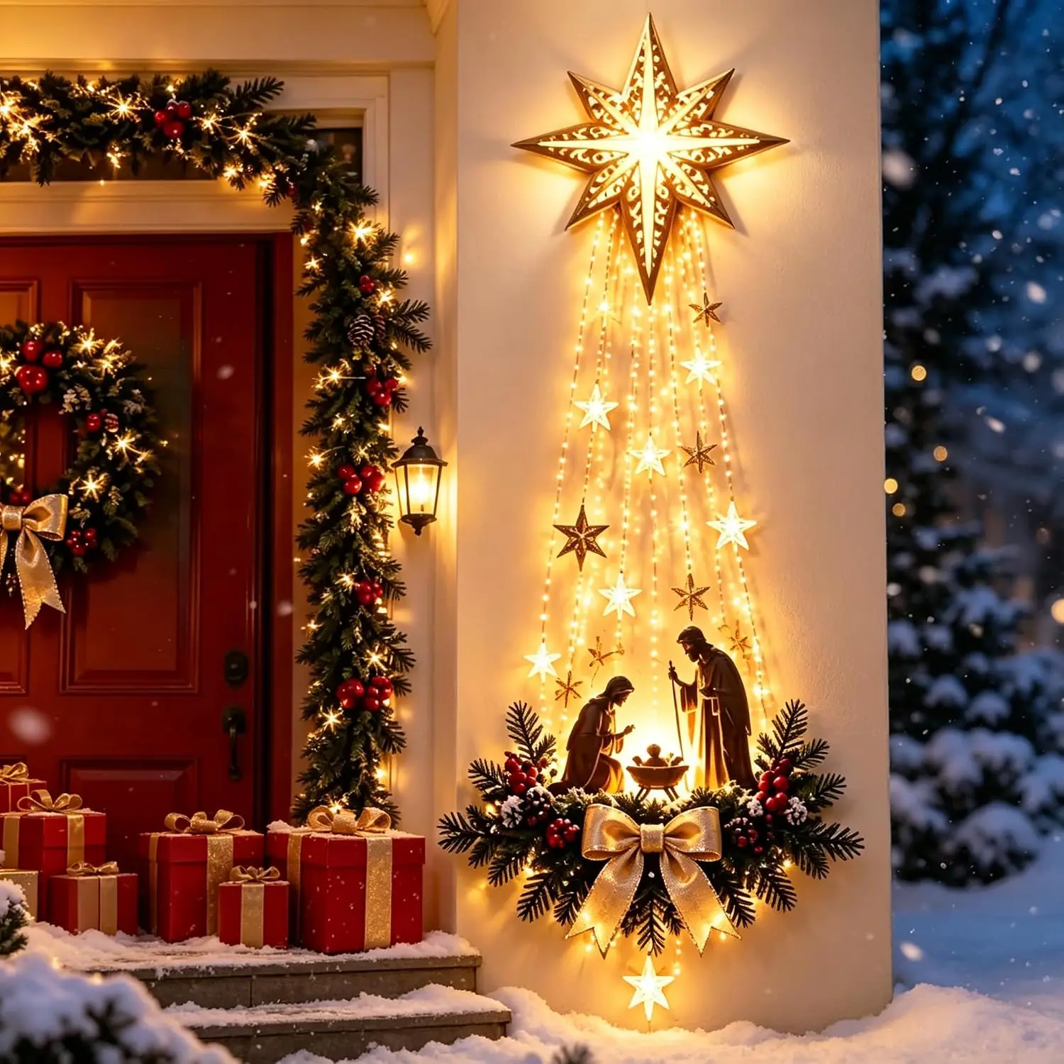 1-5PCS Glowing Xmas Door Hange - Outdoor Lighting Effects 评论和价格