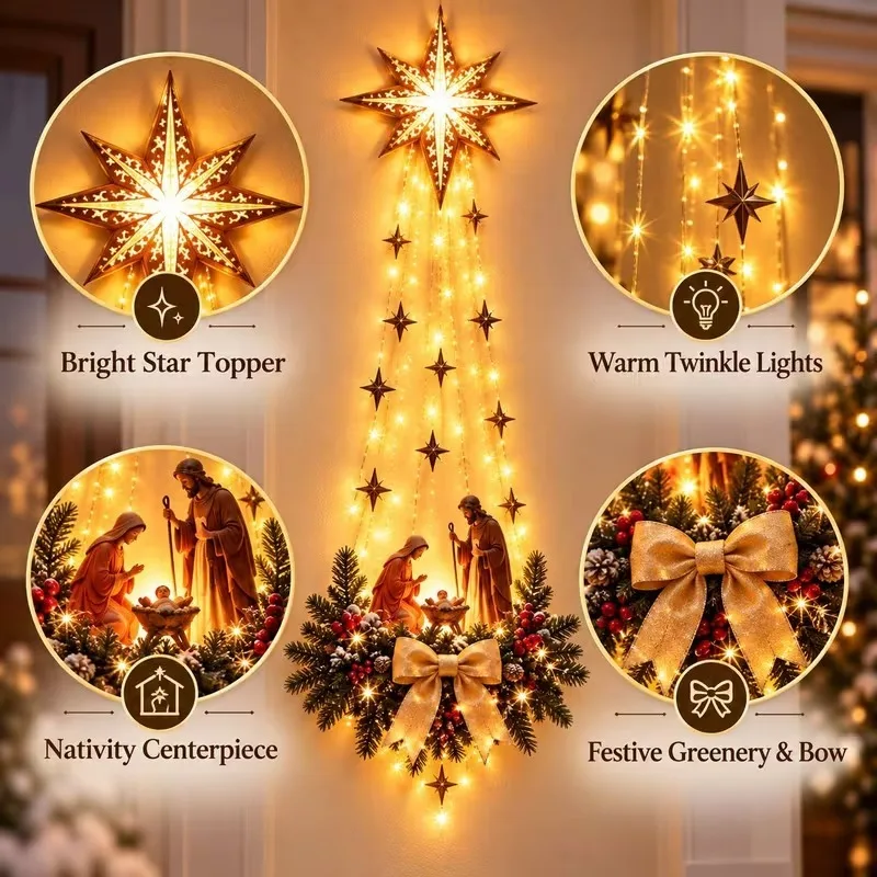 1-5PCS Glowing Xmas Door Hange - Outdoor Lighting Effects 评论和价格